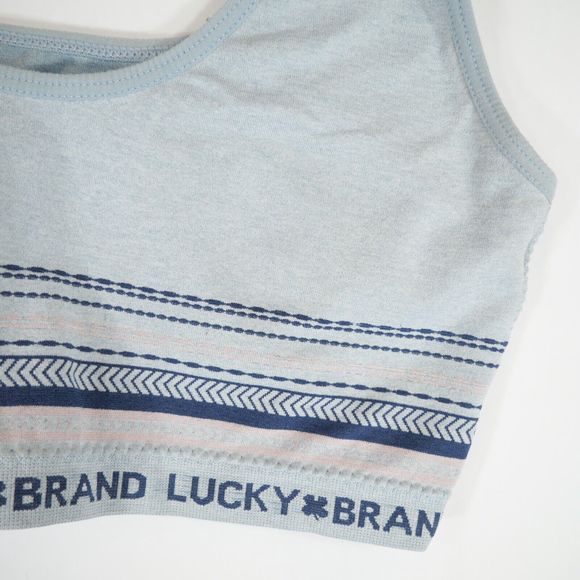 Lucky Brand Women's Seamless Logo Blue Striped Pattern Sports Bra Size M - Picture 3 of 8